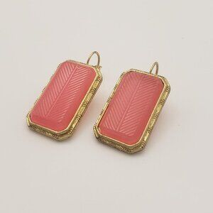 OOAK Vintage Gold Toned + Pink Earrings Retro 80s Unique